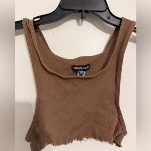 POSTER GIRL Brown Ribbed Crop Top